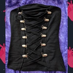 💜Traded💜 Stretchy Strapless Punk, Gothic Top